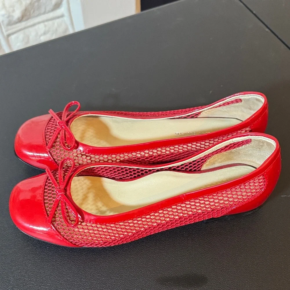Taryn Rose Vibrant Red Mesh Flats - Picture 2 of 7